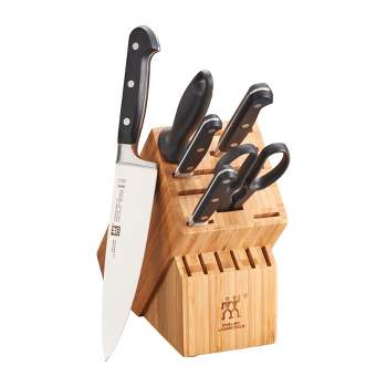 ZWILLING Professional S Knife Set with Block, Chef’s Knife, Serrated Utility Knife, 7 Piece, Black
