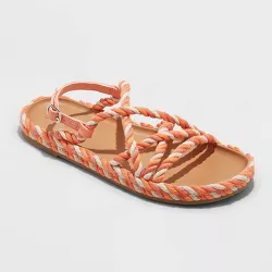 Women's Serena Rope Sandals - Universal Thread™ Coral Orange 11