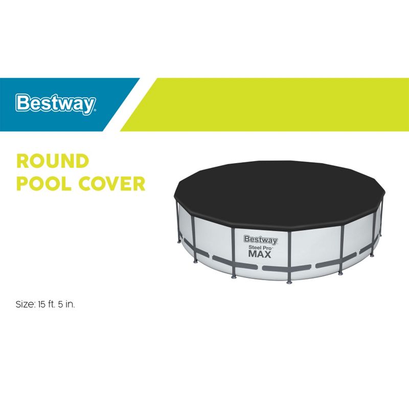Bestway Round Pool Cover for Above Ground Pro Frame Pools with Drain Holes and Secure Tie-Down Ropes, 4 of 11