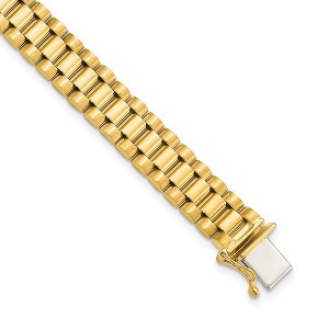 Black Bow Jewelry Men's 14k Yellow Gold 8mm Polished & Satin Panther Link Bracelet, 8 In - 1 of 4