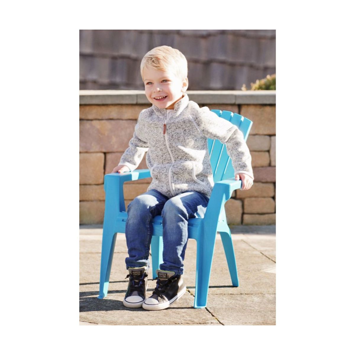 Adams Resin Child-Sized Outdoor Adirondack Stacking Chair, Pool Blue (50lb Capacity) - thumbnail 3