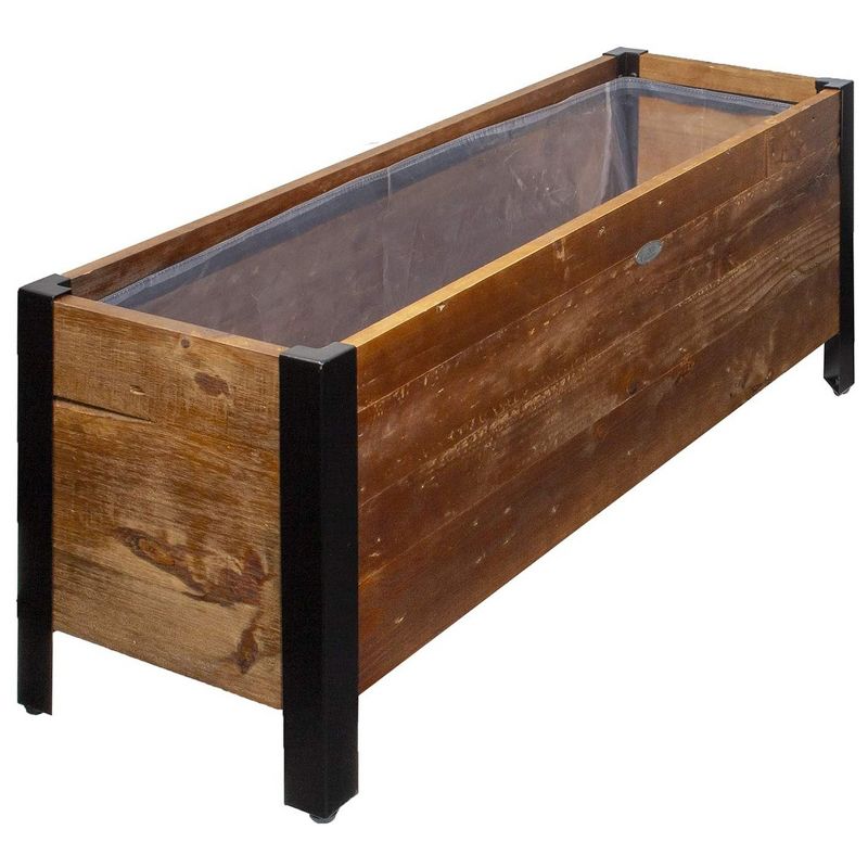 Grapevine 37 Inch Farmhouse Style Rectangular Durable Urban Raised Garden Planter Box Made from Recycled Wooden Pallets with Steel Frame and Liner, 3 of 7