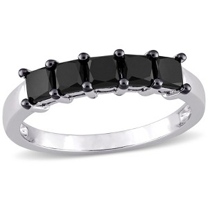 Everly Jewelry – 10K White Gold 1 1/4 TGW Black Princess Diamond Fashion Ring - 1 of 4