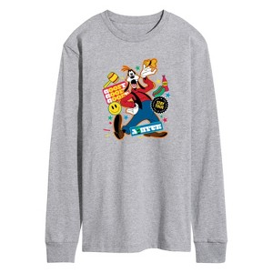 Men's - Disney - Goofy Sticker Look Long Sleeve Graphic T-Shirt - 1 of 4