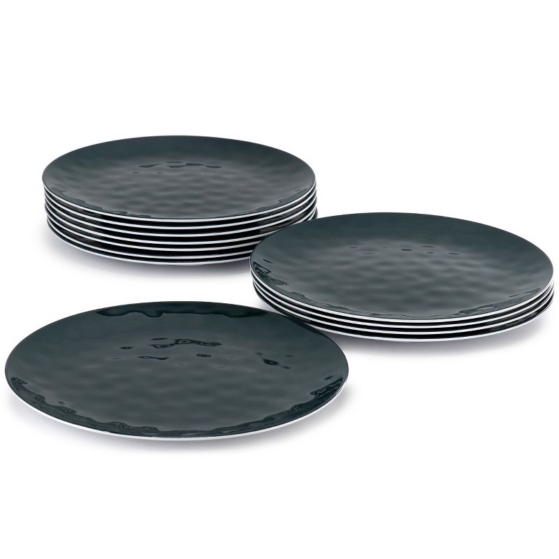 Gibson Home 12 Piece 11 Inch Hammered Melamine Dinner Plate Set in Teal, 2 of 6