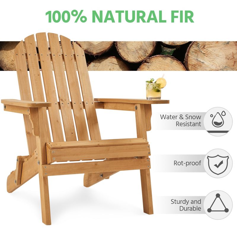 Yaheetech Folding Adirondack Chair Solid Wood Garden Chair Weather Resistant, 5 of 11