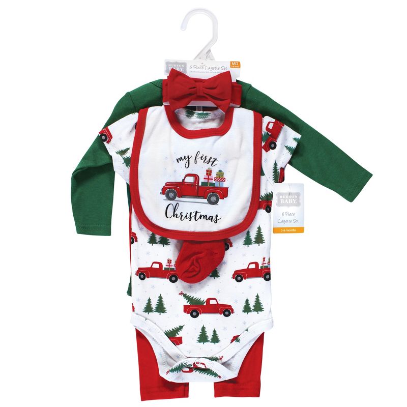 Hudson Baby Infant Girl Cotton Layette Set, Christmas Gift, 3 of 8