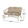GDFStudio Colmar Outdoor Wicker Loveseat with Cushions, Light Brown/Beige - 3 of 4