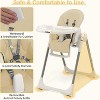 INFANS High Chair for Babies Toddlers, Foldable w/ 7 Different Heights 4 Reclining Backrest Seat, Removable Tray Built-in Rear Wheels w/Locks, Beige - 4 of 4