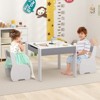 Infans 4-in-1 Kids Wooden Table & 2 Chairs Set w/ Storage Detachable Blackboard Drawing - 4 of 4