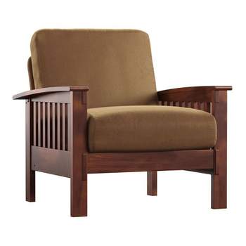 iNSPIRE Q 34"H Polyurethane Foam & Poplar Wood Accent Chair in Rust Brown