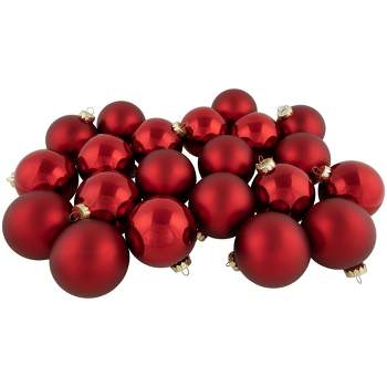 Northlight 72ct Red 2-Finish Glass Christmas Ball Ornaments 4" (100mm)