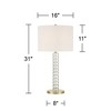 Possini Euro Design Cecil 31" Tall Large Modern End Table Lamp Clear Gold Brass Finish Acrylic Metal Single White Shade Living Room Bedroom Bedside - 4 of 4