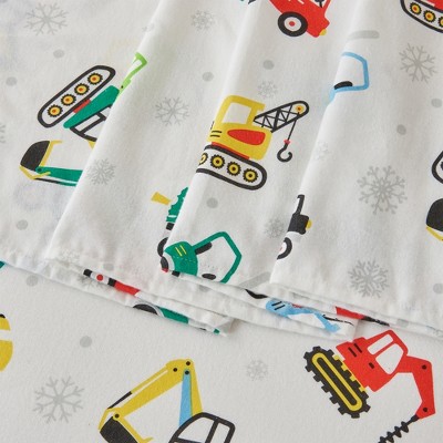 Twin Christmas Toy Trucks Cotton Flannel Sheet Set