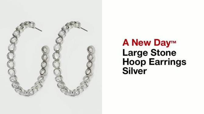 Large Stone Hoop Earrings - A New Day&#8482; Silver, 2 of 5, play video