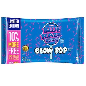 Charms Blue Razz Berry Blow Pops – 11.7 oz Bag – Hard Candy Lollipops with Bubble Gum Center - 1 of 4