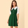 INSPIRE CHIC Women's Hollow-Lace Doll Collar Chiffon Button Cuffs Zip Back A-Line Dress - 2 of 4