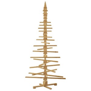 vidaXL Wooden Christmas Tree with Stand Brown 82.7" Solid pine wood - 1 of 4