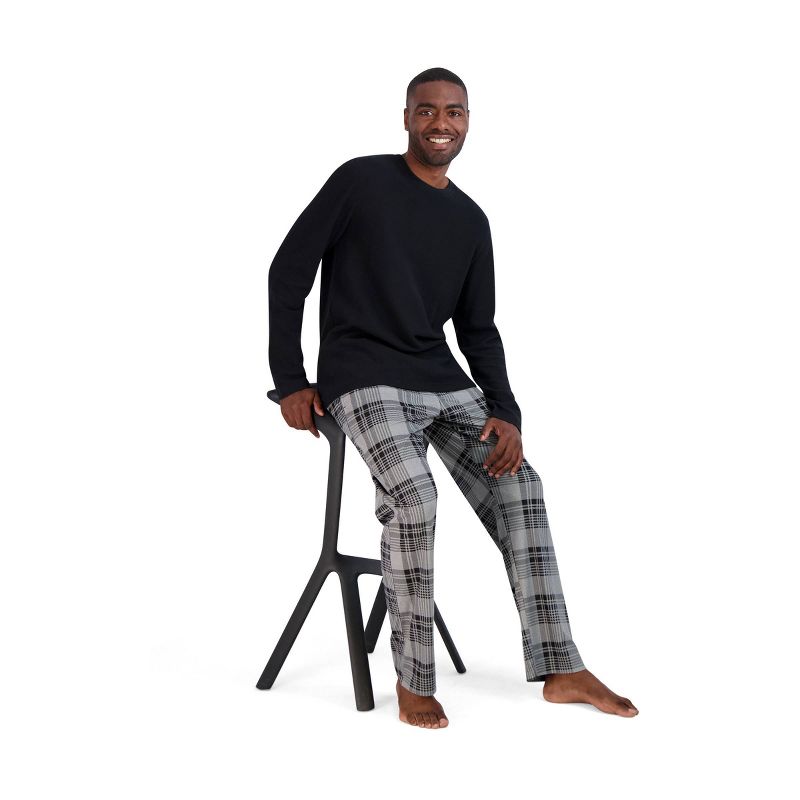 Hanes Premium Men's Waffle Knit Crewneck Sleep Pajama Set 2pc, 3 of 5