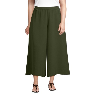 Lands' End Women's Creaseless High Rise Palazzo Crop Pants