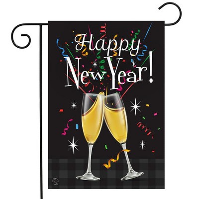 Happy New Year Multicolor Polyester Garden Flag