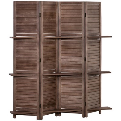 NicBex 4-Panel Room Divider Modern 5.6FT Folding Privacy Screen with Storage Shelves for Home & Office