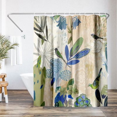 Americanflat 71x74 Floral Shower Curtain - 100% Polyester Shower Curtain, Water-Resistant Bath Curtain with Metal Grommets and 12 Shower Curtain Hooks