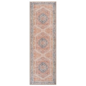 World Rug Gallery Valora Red Vintage Medallion Washable Low-Pile Indoor Area Rug with Non-Slip Backing - 1 of 4