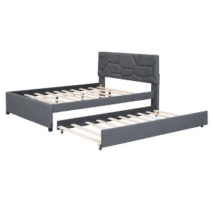 NicBex Full Size Upholstered Platform Bed with Twin Size Trundle for Adults/Boys/Girls - 1 of 4