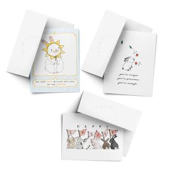 Easter/Spring Assorted Greeting Card Pack (3ct) "Sunny Bunny, Bunny Wind, Easter Bunnies" by Ramus & Co