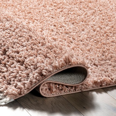 Plush Pink Braided Tassel Shag Rug 4' x 6' - Easy Care Synthetic