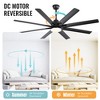 Sofucor Large Smart APP 8 Arms Fan 66'' Ceiling Fan with LED Light Kit & Remote Control LED Light Chandelier Industrial Ceiling Fan Quiet DC Motor - 3 of 4