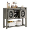 Wine Bar Cabinet with Sliding Barn Door, Rustic Kitchen Buffet Sideboard with Wine Rack & Glass Holder, Storage Liquor Cabinet for Dining Room, Grey - 4 of 4