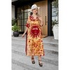 LA LEELA Women's Summer Holiday Beach Casual Dailywear Loose Caftan Long Boho Sleepwear Loungewear Dashiki House Dress 2X-3X Red, Sun - 3 of 4