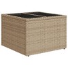 vidaXL Garden Table Beige PE Rattan, Powder-Coated Steel, Tempered Glass - 2 of 2