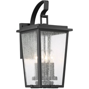 Minka Lavery Modern Outdoor Wall Light Fixture Black 4-Light 19 1/2" Clear Seeded Glass Shade for Post Exterior Porch Yard Patio - 1 of 2