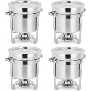 7QT Soup Chafer Set, Stainless Steel Round Soup Warmer with Pot, Notched Lids & Fuel Holders, Commercial Food Warmer for Buffets Events Party - 1 of 4