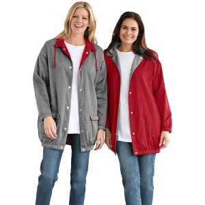 Woman Within Plus Size Fleece Nylon Reversible Jacket - 1 of 4