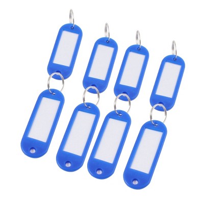 Unique Bargains Plastic ID Label Name Tag Badge Clip Holder Keyring Keychain Blue 10 Pcs