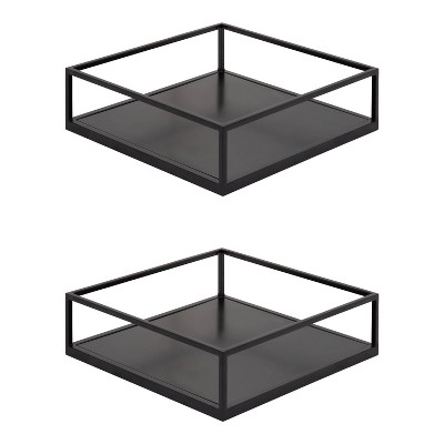 12" x 4" Lintz Modern Corner Shelf Set Black - Kate & Laurel All Things Decor
