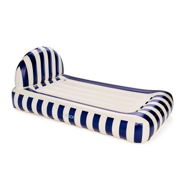 FUNBOY Navy Blue Stripe 15"H Kids' Sleepover Twin Air Mattress Bed with Electric Pump