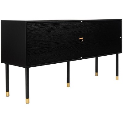 Retro Flair Black and White Media Console with Brass Caps, 55"