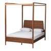 Baxton Studio Roman Classic and Traditional Ash Walnut Finished Wood Queen Size Canopy Bed - 2 of 4