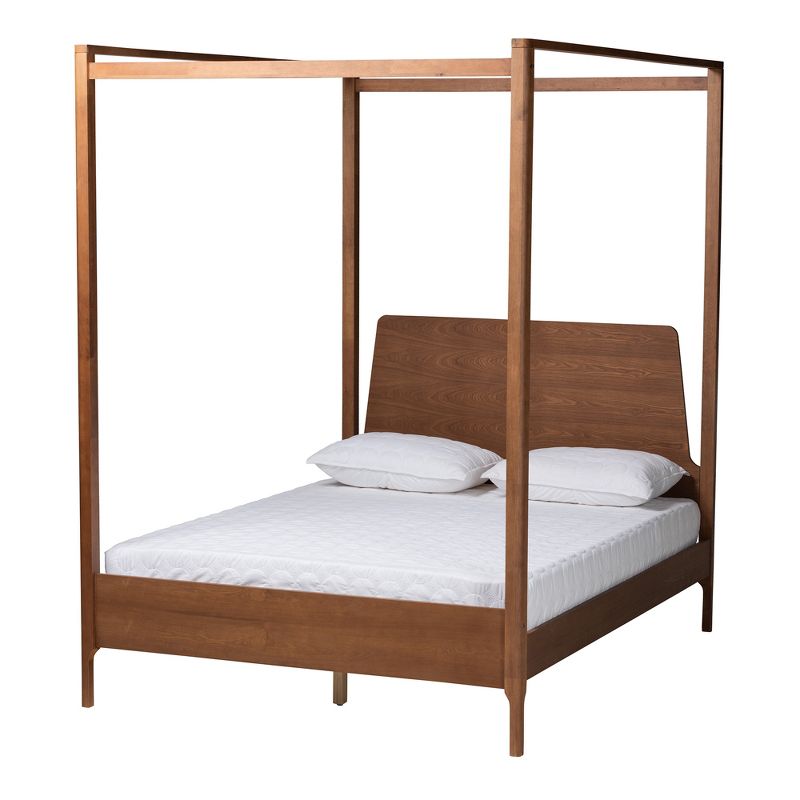 Baxton Studio Roman Classic and Traditional Ash Walnut Finished Wood Queen Size Canopy Bed, 2 of 8