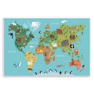 Stupell Industries Country Animals World Map Continents Wildlife Diagram Wall Plaque Art - 1 of 4