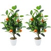 2Pcs Artificial Potted Plants 20 Inch Fake Orange Tree, Artificial Oranges Citrus Tree with White Pot, Faux Oranges for Table Desk Home Decor - 4 of 4