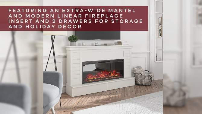 Hennepin Wide Shiplap Mantel with Linear Electric Fireplace White - Room &#38; Joy, 2 of 11, play video