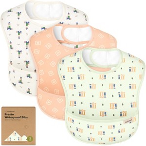 KeaBabies 3pk Presto Baby Bibs Waterproof with Food Catcher, Lightweight Toddler Bibs for Eating - 1 of 4