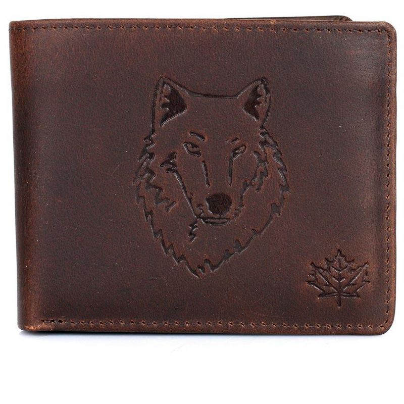 Karla Hanson CANADA WILD Men's Hunter Leather Wallet - Timber Wolf, 1 of 6