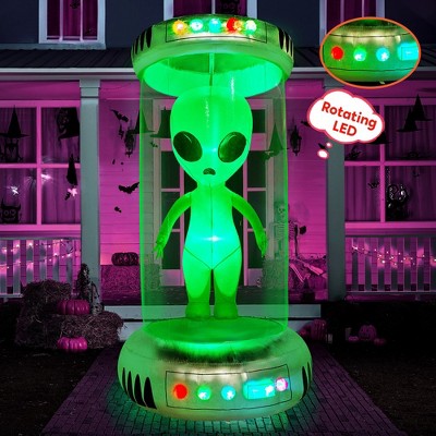 Joyfy 7 FT Halloween Inflatable Outdoor Decoration, Alien with Giant Test Tube Inflatable with Animated LEDs for Halloween Outdoor Lawn Yard Decor